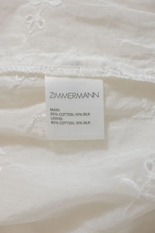 White paneled cotton-silk blend short sleeve shift dress featuring floral broderie Anglaise detailing
