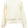 White polyester French terry crewneck pullover sweatshirt