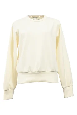 White polyester French terry crewneck pullover sweatshirt