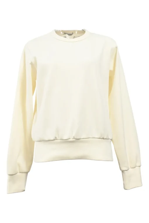 White polyester French terry crewneck pullover sweatshirt
