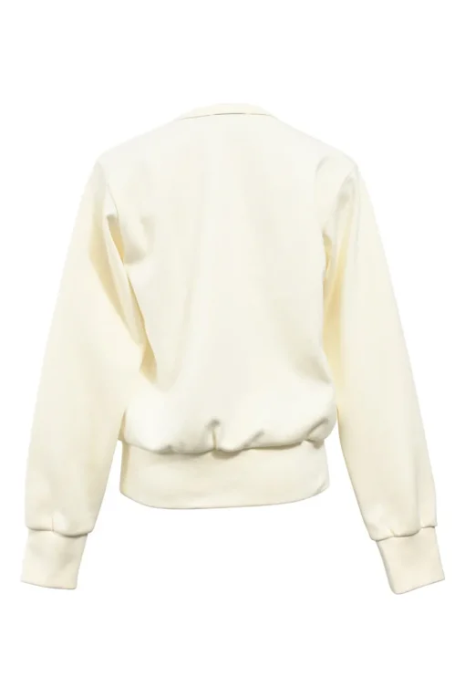 White polyester French terry crewneck pullover sweatshirt