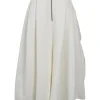 White polyester pull-on high-rise draped Fondness skirt