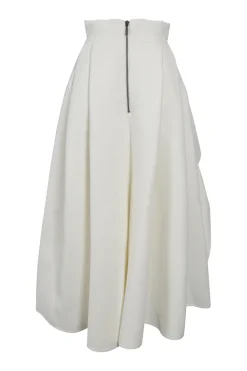 White polyester pull-on high-rise draped Fondness skirt