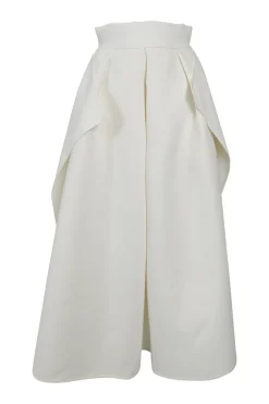 White polyester pull-on high-rise draped Fondness skirt