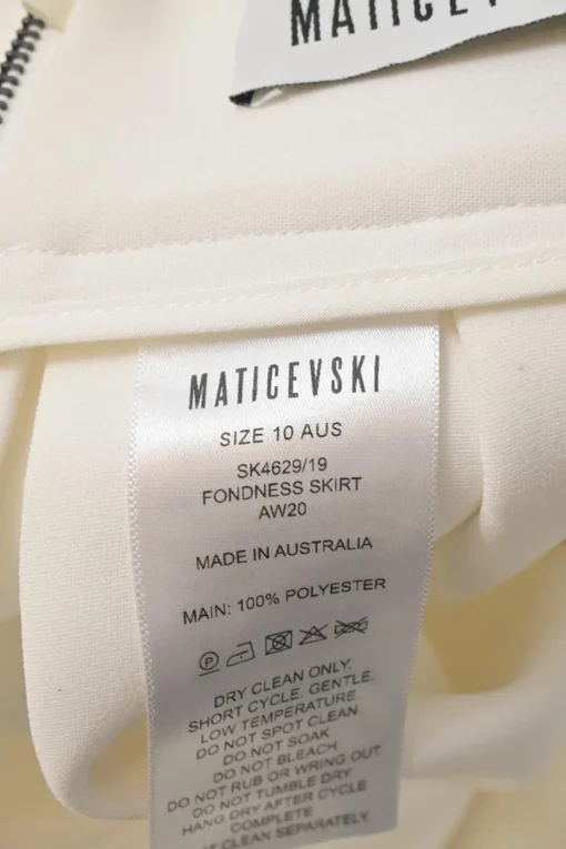 White polyester pull-on high-rise draped Fondness skirt