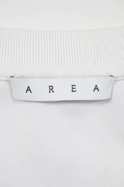 White rayon-blend ponte jersey V-neck crystal T-shirt dress