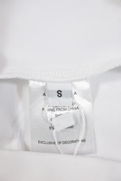 White rayon-blend ponte jersey V-neck crystal T-shirt dress
