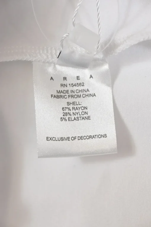 White rayon-blend ponte jersey V-neck crystal T-shirt dress