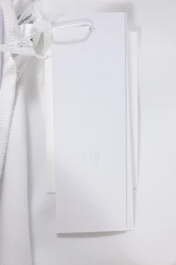White rayon-blend ponte jersey V-neck crystal T-shirt dress