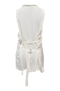 White rayon-blend sleeveless tunic blouse with pull tab Martingale
