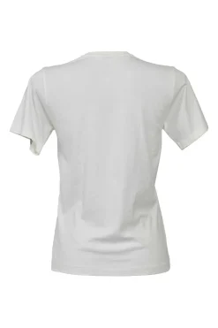 White screen-printed cotton jersey floral print logo crewneck pullover T-shirt
