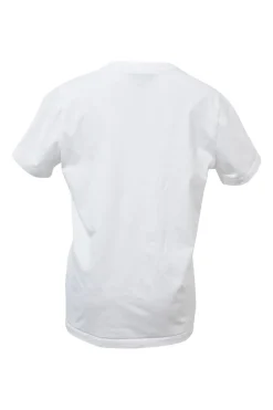 White screen-printed cotton jersey knit crewneck pullover graphic T-shirt featuring dreamer dog motif
