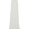 White shirred polyester mesh Angel high-collar sleeveless bodycon dress