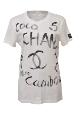 White special edition jersey knit crewneck pullover graphic T-shirt featuring 'Coco 5 31 Rue Cambon' motif