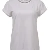 White strass-embellished cotton jersey knit crewneck T-shirt with keyhole back