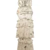 White tulle tiered ruffle maxi strap dress featuring floral embroidery in pastel colour and black trim