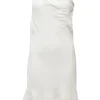White viscose halter-neck mini dress with self-tie fastening at nape