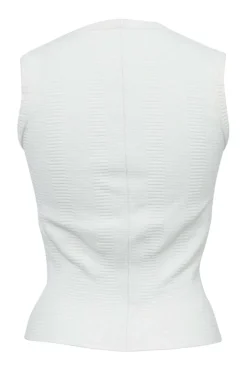 White viscose-blend fully-fashioned square-neck sleeveless knit top