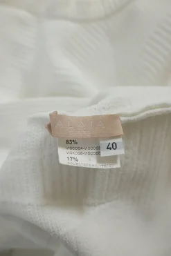 White viscose-blend fully-fashioned square-neck sleeveless knit top