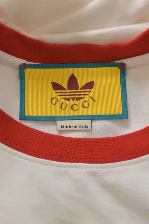 x Adidas white and blue cotton jersey crewneck pullover ringer T-shirt