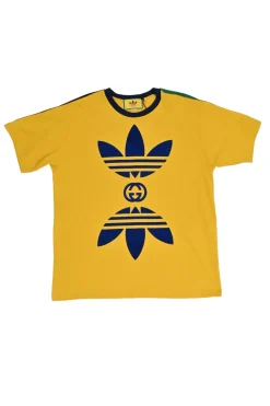 x Adidas yellow screen-printed cotton jersey pullover ringer T-shirt