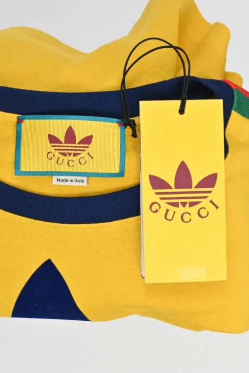 x Adidas yellow screen-printed cotton jersey pullover ringer T-shirt