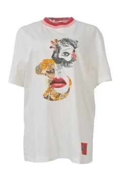2X4 for Prada white screen-printed cotton jersey oversized crewneck pullover T-shirt