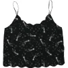 x Kate Moss black silk Paola shooting star print scalloped camisole with fixed spaghetti straps