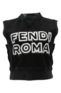 x Marc Jacobs black French terry sleeveless top featuring logo broderie motif