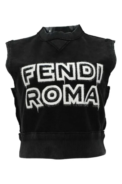 x Marc Jacobs black French terry sleeveless top featuring logo broderie motif