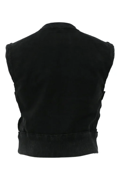 x Marc Jacobs black French terry sleeveless top featuring logo broderie motif