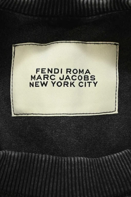 x Marc Jacobs black French terry sleeveless top featuring logo broderie motif