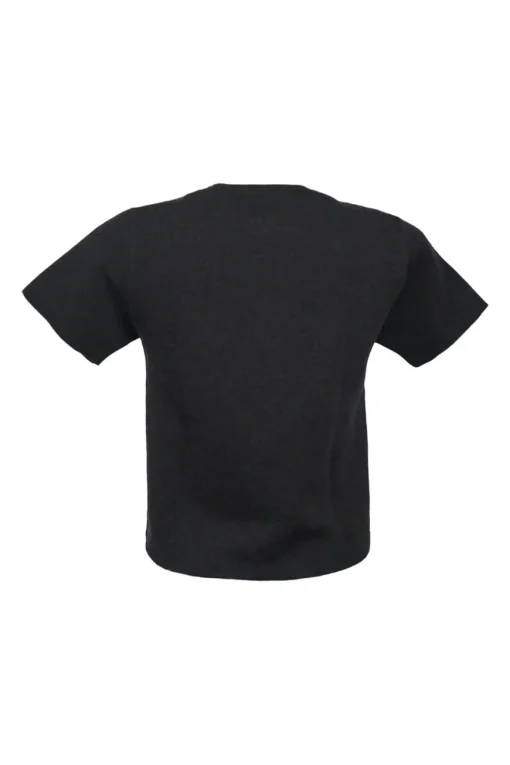 x Playboy Black wool-blend ponte knit bunny-embroidered crewneck pullover short sleeve top