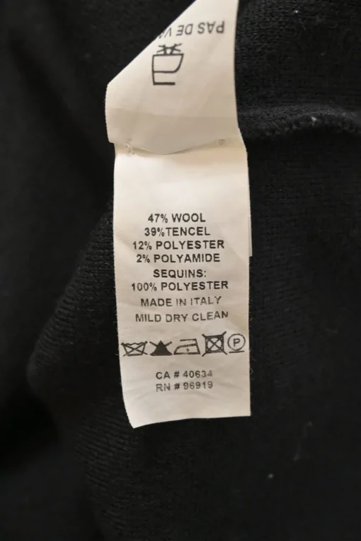x Playboy Black wool-blend ponte knit bunny-embroidered crewneck pullover short sleeve top