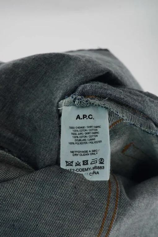 x Sacai dark indigo cotton denim apron-style shirt dress with adjustable pull tab grosgrain belt