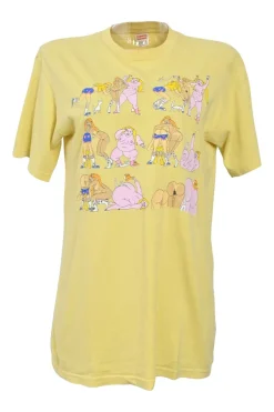 x Wilfred Limonious yellow screen-printed cotton jersey lady cartoon T-shirt
