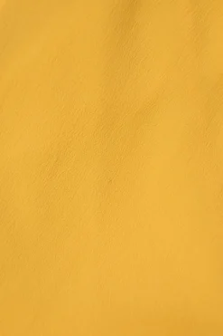 Yellow acetate-blend flutter sleeve pussy-bow blouse