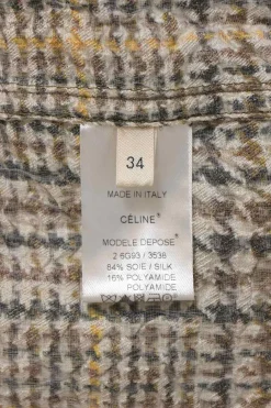 Yellow and brown silk-viscose Glen check shift dress