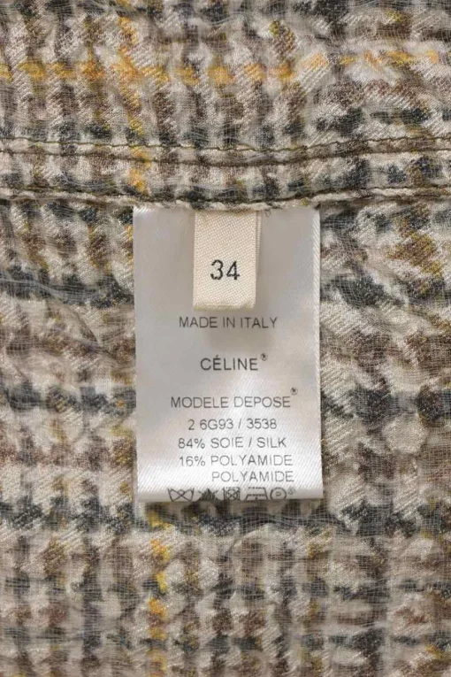 Yellow and brown silk-viscose Glen check shift dress