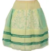 Yellow and green layered polyester tulle peek-a-boo A-line skirt