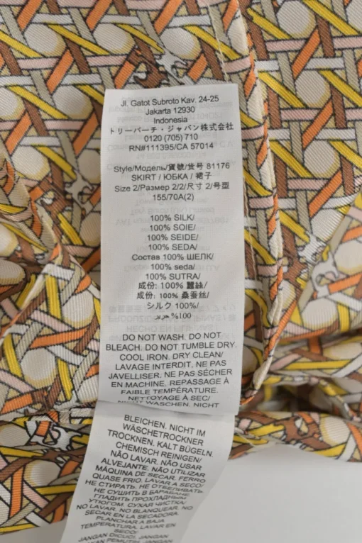 Yellow and orange silk graphic check Carmine Cavalry twill drop-waist pleated A-line midi skirt