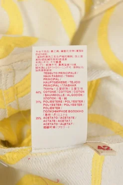 Yellow and silver floral-embroidered cotton-blend short sleeve peplum top
