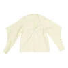 Yellow bias-cut viscose-blend angel sleeve V-neck blouse