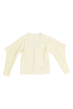 Yellow bias-cut viscose-blend angel sleeve V-neck blouse