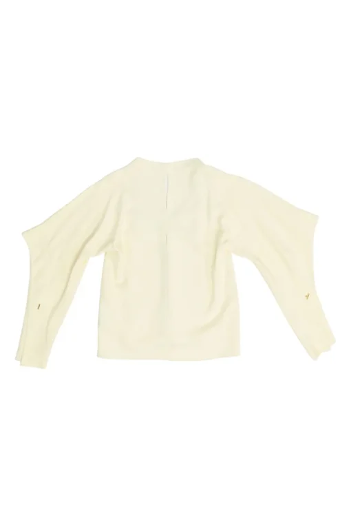 Yellow bias-cut viscose-blend angel sleeve V-neck blouse
