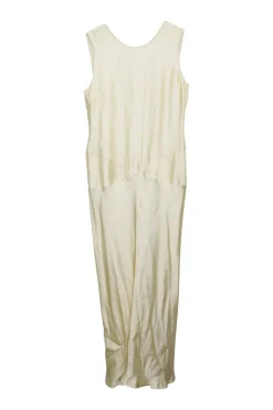 Yellow bias-cut wild-silk pullover sleeveless midaxi dress with scoop back