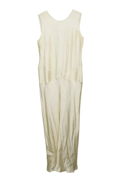 Yellow bias-cut wild-silk pullover sleeveless midaxi dress with scoop back