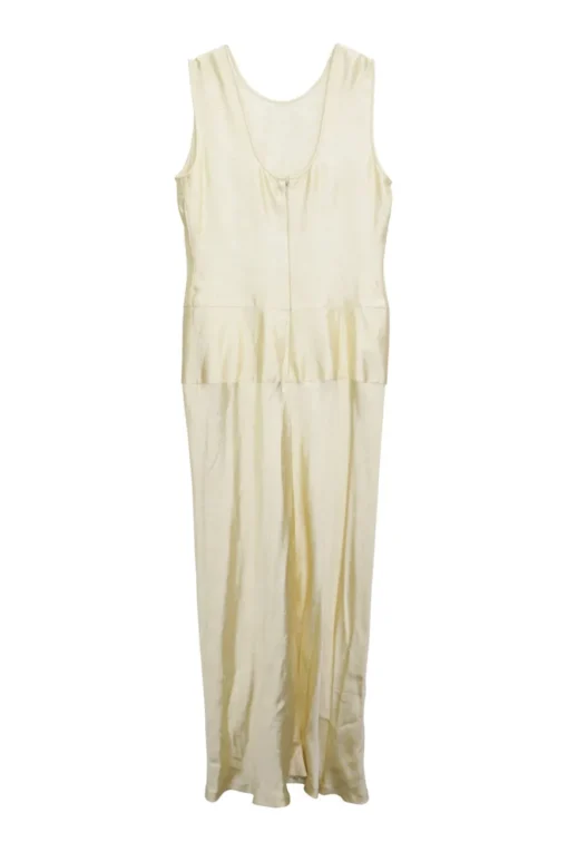 Yellow bias-cut wild-silk pullover sleeveless midaxi dress with scoop back
