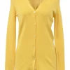 Yellow cashmere and silk-blend knit V-neck cardigan