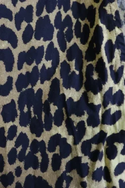 Yellow cotton leopard print balloon half sleeve wrap dress with ruffled high-low hem